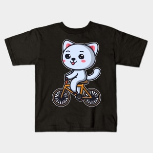 Cat Riding Bicycle Cat design gifts for women graphic Kids T-Shirt